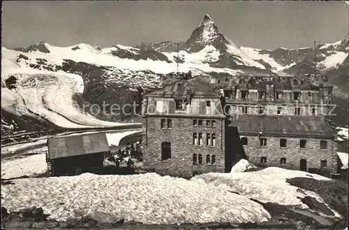 Gornergrat Zermatt Hotel mit Unterem Theodul Gletscher und Matterhorn / Gornergrat /Rg. Zermatt