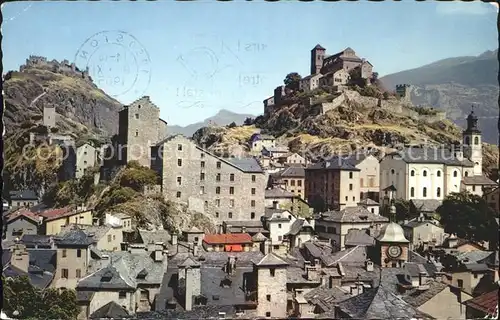 Sion VS Vue generale avec le Chateau de Tourbillon et l Eglise de Valere Kat. Sion