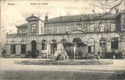 Baden AG Kurhaus mit Fontaine Kat. Baden