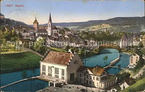 Baden AG Stadtansicht mit Limmat Kat. Baden