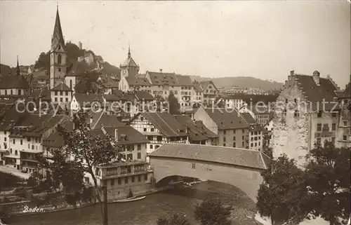 Baden AG Stadtblick mit Limmatbruecke Kat. Baden