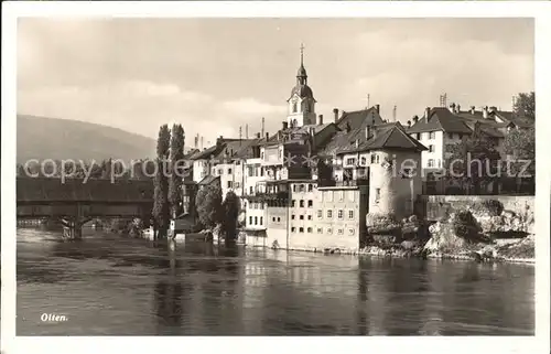 Olten Alte Bruecke mit Kirche Kat. Olten