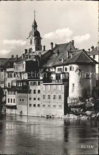 Olten Aarepartie mit Kirchturm Kat. Olten