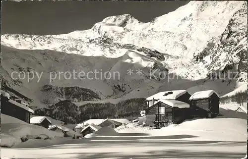 Saas Fee mit Alphubel und Feegletscher Kat. Saas Fee