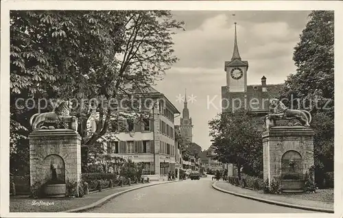 Zofingen Strassenpartie Loewenstatuen Kirchen Kat. Zofingen