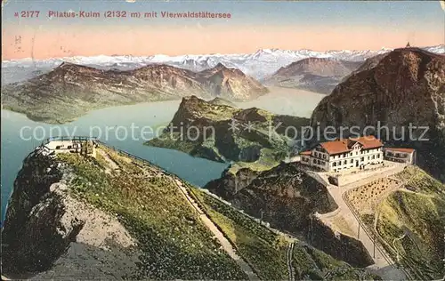 Pilatus Kulm mit Vierwaldstaettersee Hotel Kat. Pilatus Kulm