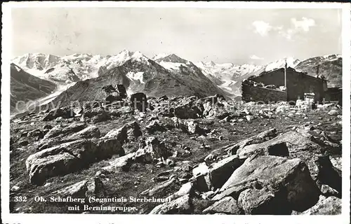 Pontresina Ober Schafberg Segantinis Sterbehaus mit Berninagruppe Kat. Pontresina