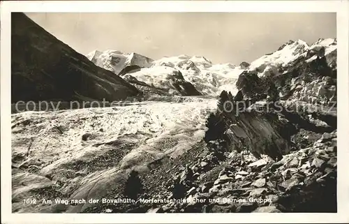 Bovalhuette Am Weg nach Morteratschgletscher und Bernina Gruppe Kat. Morteratsch