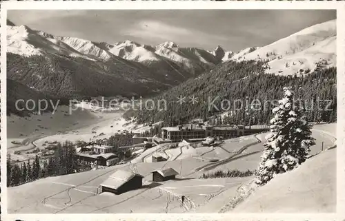 Schatzalp Restaurant und Sanatorium mit Piz Aela und Tinzenhorn Kat. Schatzalp