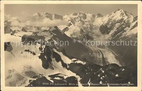 Piz Languard Blick auf Bernina Massiv und Morteratschgletscher Kat. Piz Languard