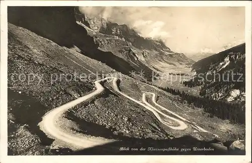 Klausenpass Passhoehe mit Urnerboden Kat. Klausen