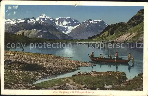 Oberblegisee mit Hausstockkette Boot Kat. Luchsingen