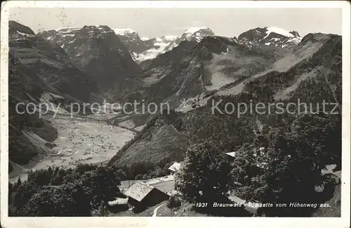 Braunwald GL Toedikette vom Hoehenweg aus Kat. Braunwald