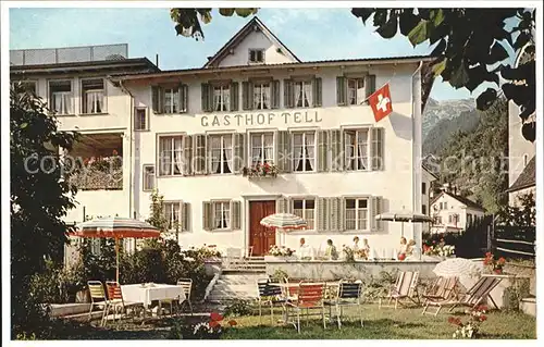 Walensee Hotel Tell Muehlehorn Gartenterrasse Kat. Walenstadt