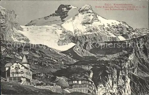 Klausenstrasse Hotel Klausen Passhoehe mit Kammlistock und Scheerhorn Kat. Klausen