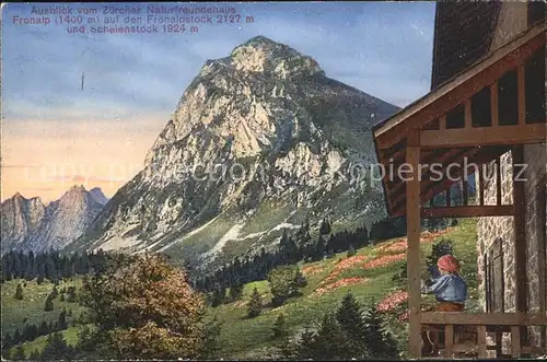 Mollis Blick vom Zuercher Naturfreundehaus auf Fronalp und Fronalpstock Kat. Mollis