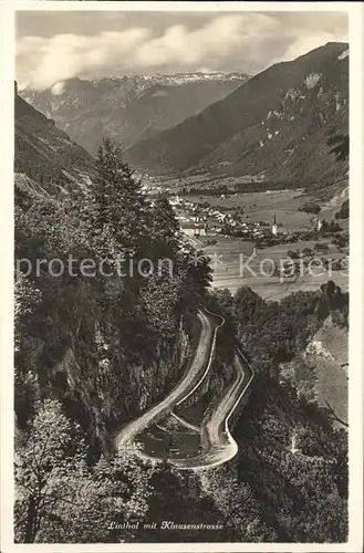 Klausenstrasse mit Linthalblick Kat. Klausen