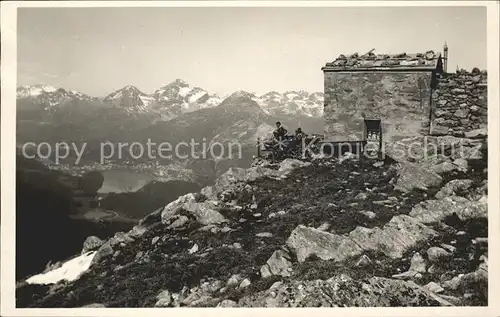 Pontresina Blick vom Schafberg mit Segantinihuette Kat. Pontresina