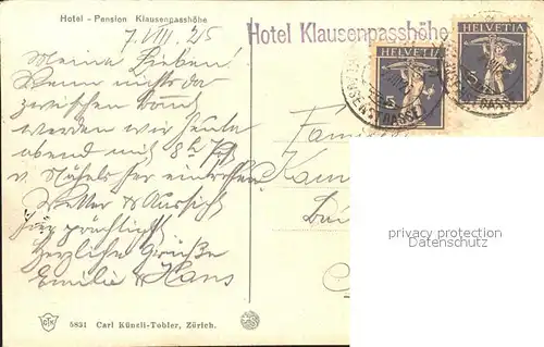 Klausenstrasse Hotel Klausen Passhoehe mit Kammlistock und Scheerhorn Kat. Klausen