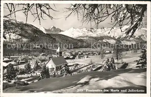 Pontresina mit Sta Maria und Julierkette Kat. Pontresina