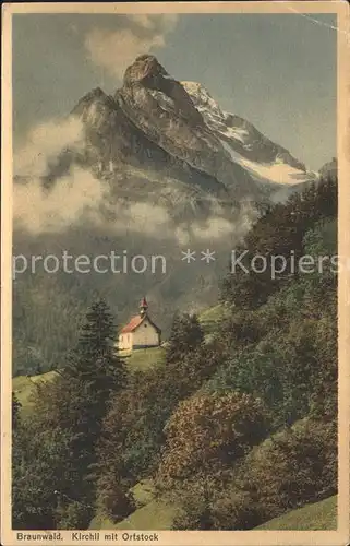 Braunwald GL Kirchli mit Ortstock Kat. Braunwald