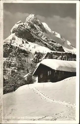 Braunwald GL Winterpanorama mit Ortstock Kat. Braunwald