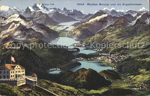 Muottas Muragl mit Engadiner Seen Panorama  / Muottas Muragl /Rg. St Moritz
