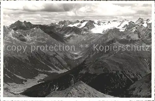 Parsenn Weissfluhjoch Blick auf Silvretta Kat. Parsennfurgga