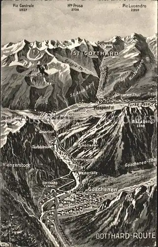 Goeschenen mit St Gotthard und Umgebung Panorama Kat. Goeschenen