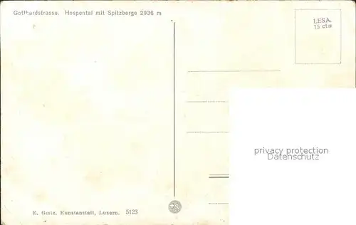 Hospental mit Gotthardstrasse und Spitzberge Kat. Hospental