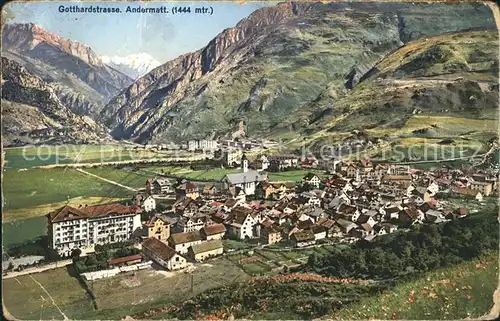 Andermatt Totalansicht mit Gotthardstrasse Kat. Andermatt