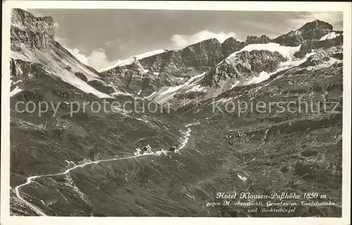 Klausenstrasse Hotel Klausen Passhoehe mit Maerchenstoeckli Gemsfayren Teufelsstoecke Kat. Klausen