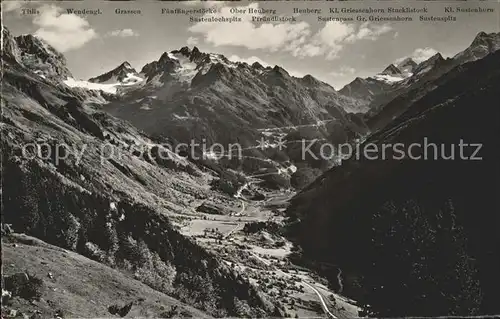 Gadmen mit Wendengletscher und Sustenstrasse Kat. Gadmen