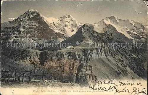 Maennlichen mit Blick auf Tschuggen und Jungfraugruppe Kat. Maennlichen