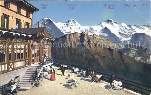 Schynige Platte Hotelterrasse mit Eiger Moench Jungfrau Kat. Schynige Platte