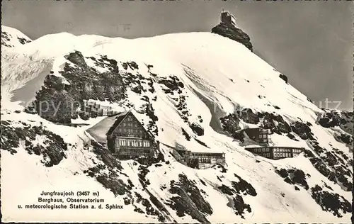 Jungfraujoch mit Berghaus und Observatorium Kat. Jungfrau