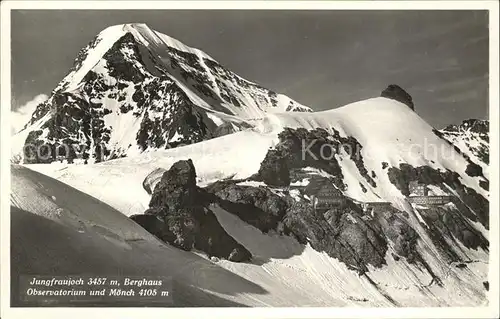 Jungfraujoch mit Berghaus Observatorium und Moench Kat. Jungfrau