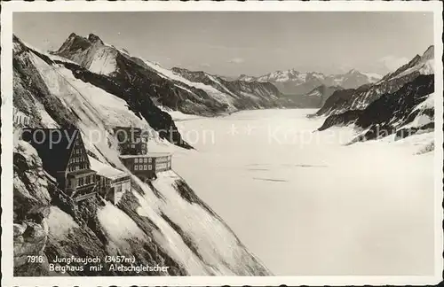 Jungfraujoch Berghaus mit Aletschgletscher Kat. Jungfrau