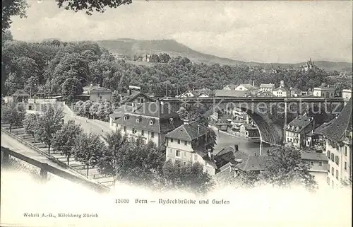 Bern BE Nydeckbruecke und Gurten Kat. Bern