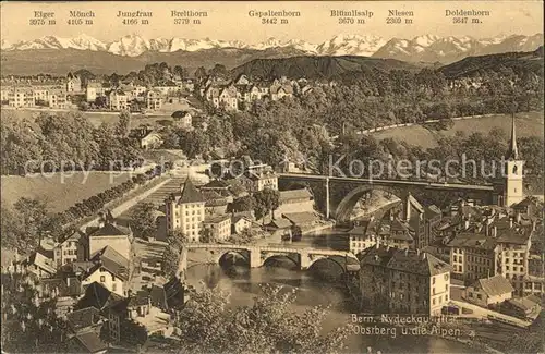 Bern BE Nydeckquartier mit Obstberg und Alpen Kat. Bern