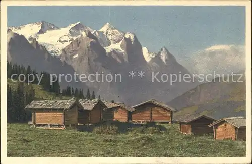 Hasliberg ob Meiringen Maegisalp mit Wetterhorngruppe und Eiger Kat. Meiringen