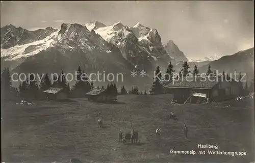 Hasliberg Gummenalp mit Wetterhorngruppe Kat. Meiringen