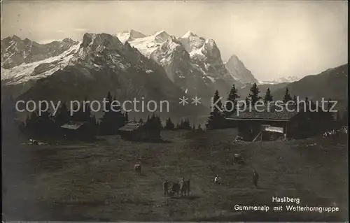 Hasliberg Gummenalp mit Wetterhorngruppe Kat. Meiringen