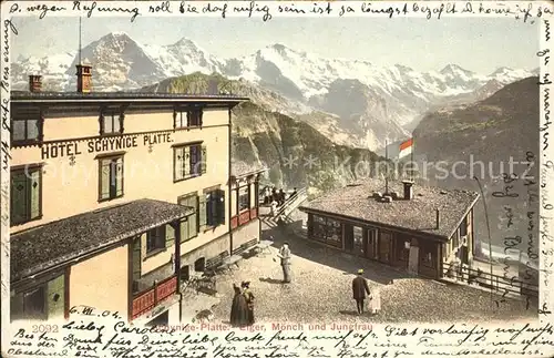 Schynige Platte Hotel Terrasse mit Eiger Moench Jungfrau Kat. Schynige Platte