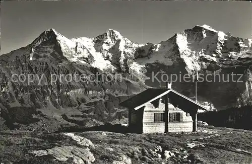 Isenfluh Lobhornhuette mit Eiger Moench Jungfrau Kat. Isenfluh