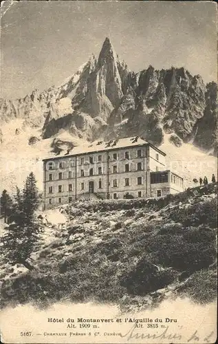 Montanvert Hotel du Montanvert et l Aiguille du Dru Kat. Chamonix Mont Blanc
