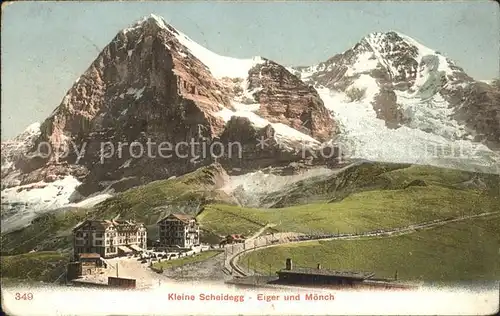 Kleine Scheidegg Wengen mit Eiger und Moench Kat. Scheidegg Kleine