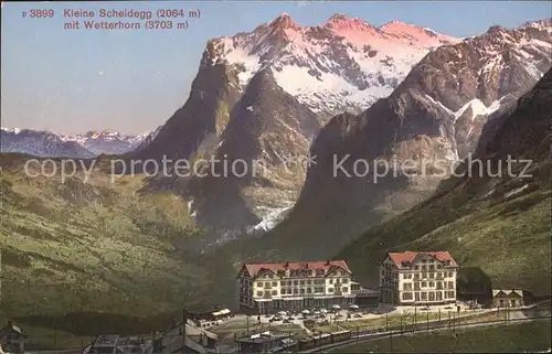 Kleine Scheidegg Wengen mit Hotels und Wetterhorn Kat. Scheidegg Kleine