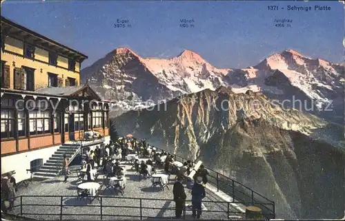 Schynige Platte Hotel Terrasse mit Eiger Moench Jungfrau Kat. Schynige Platte