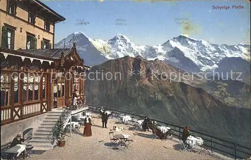 Schynige Platte Hotel Terrasse mit Eiger Moench Jungfrau Kat. Schynige Platte